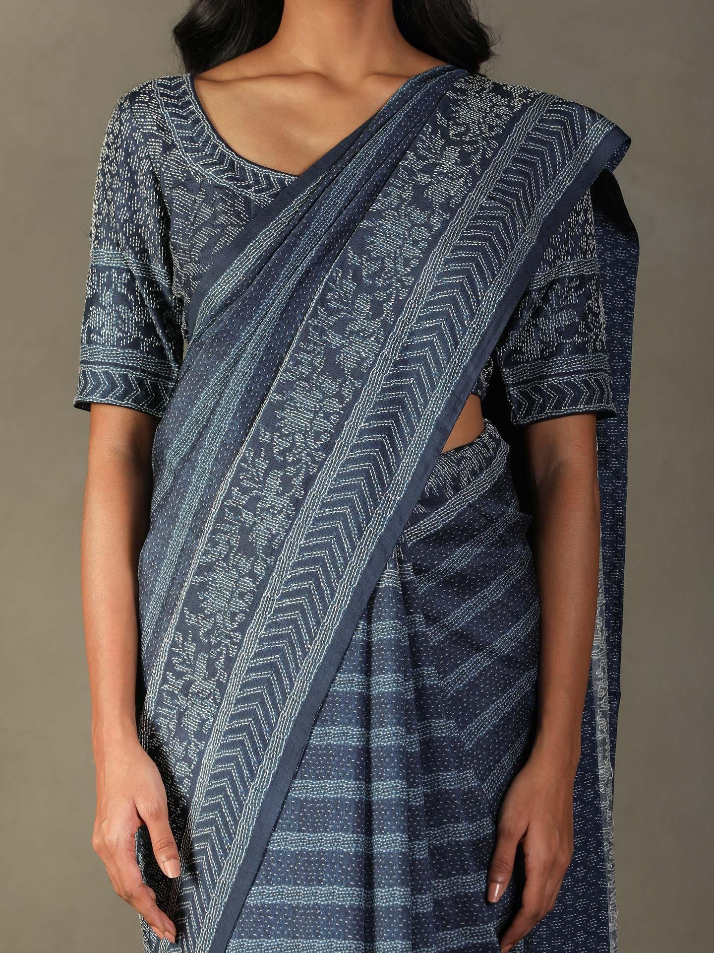 Blue Mirage Ayati Saree With Unstitched Blouse - Image 4